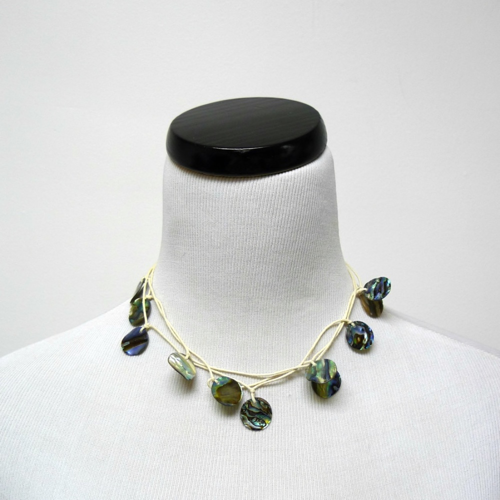 MAI . abalone discs  3 tier necklace / choker
